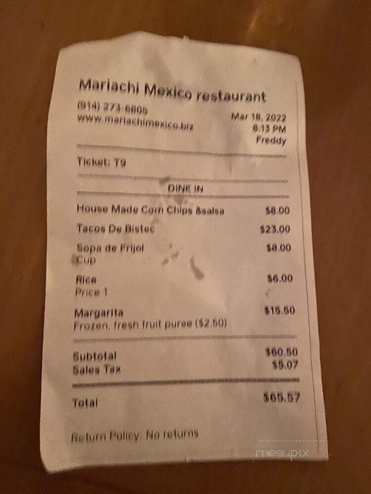 Mariachi Mexico - Armonk, NY menu_pic