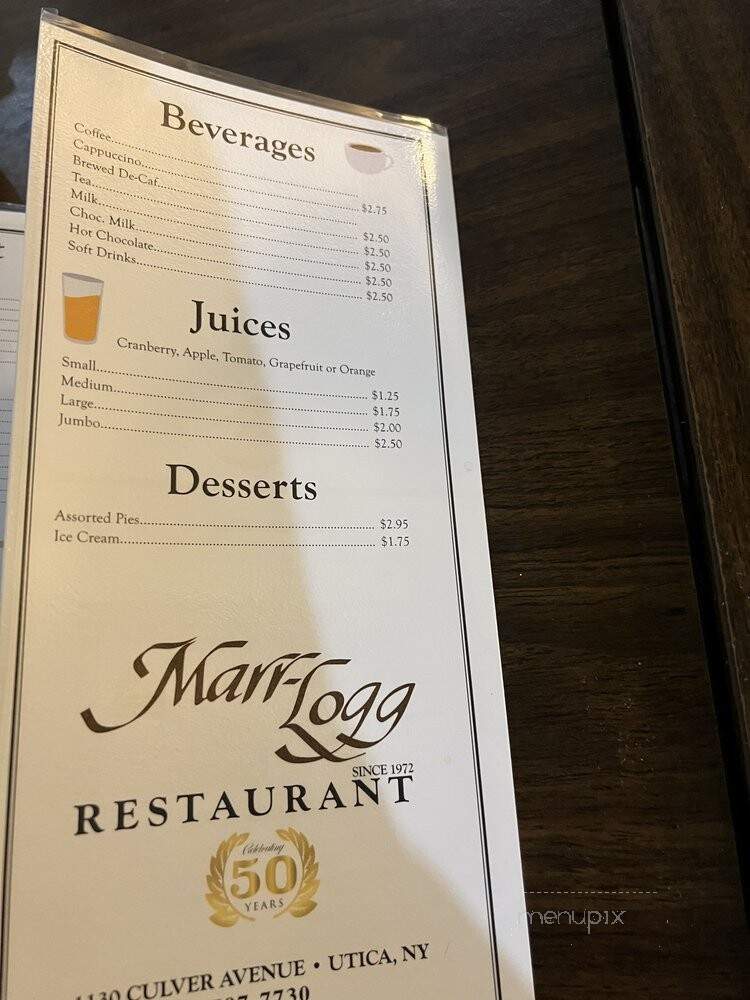 Marr-Logg House - Utica, NY menu_pic