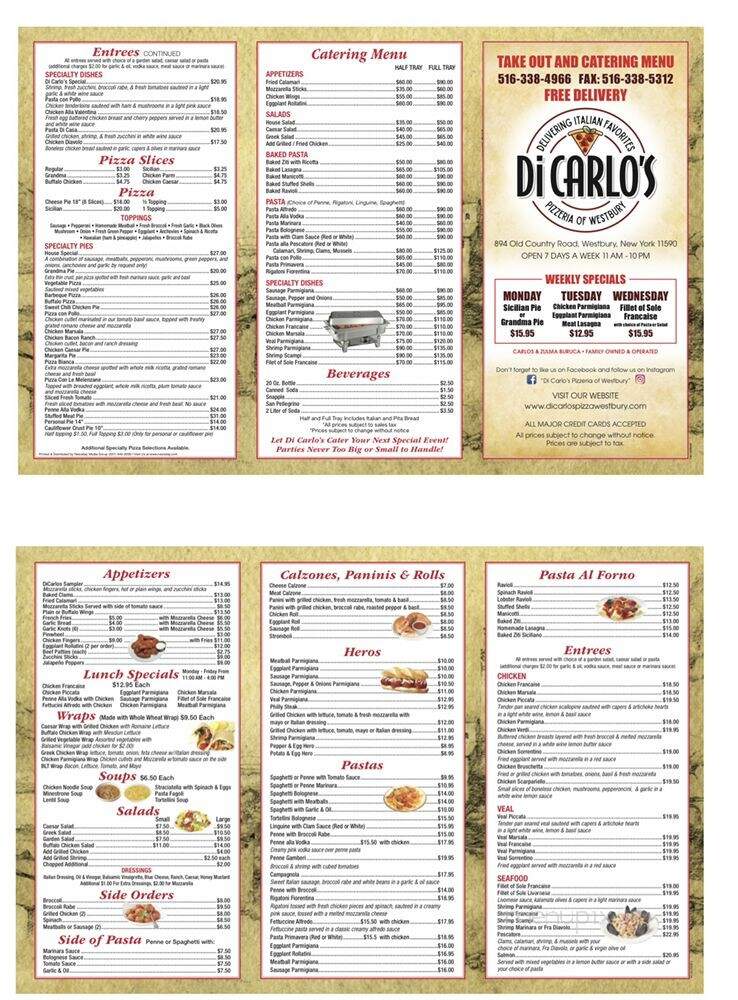 Milano's Pizza - Westbury, NY menu_pic