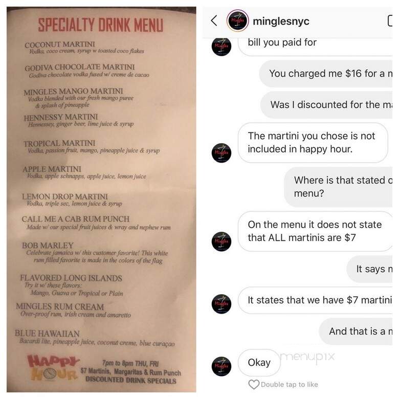 Mingles - Bronx, NY menu_pic