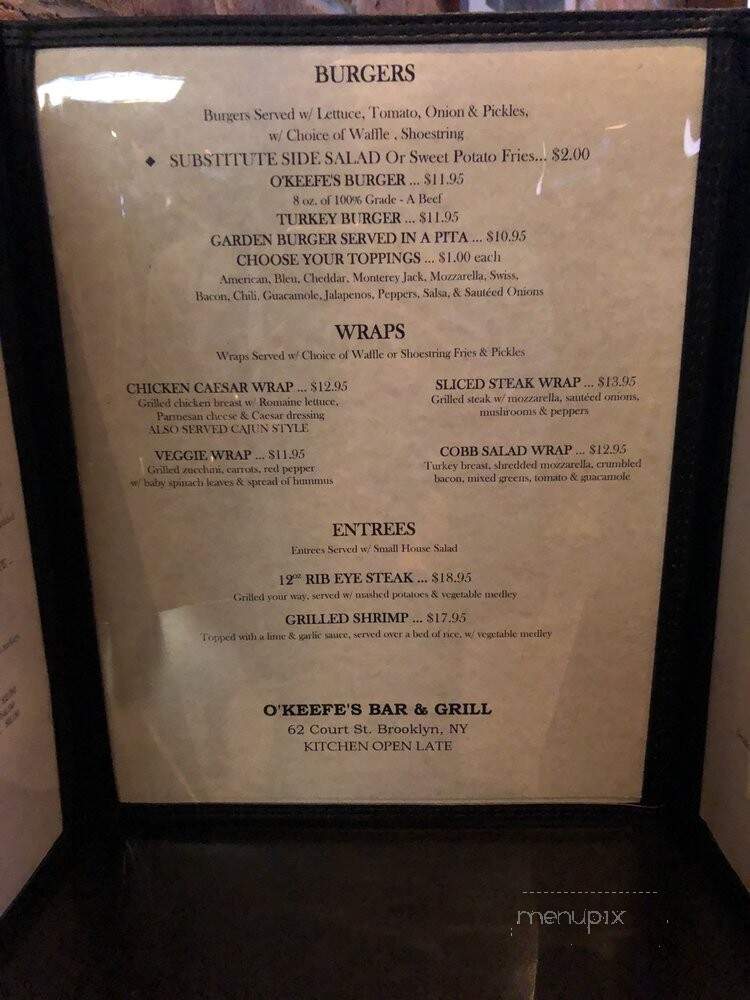 O'Keefe's Restaurant - Brooklyn, NY menu_pic