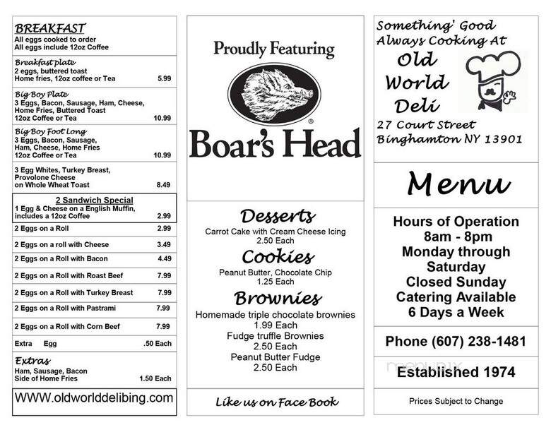 Old World Delicatessen - Binghamton, NY menu_pic