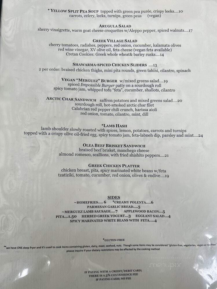 Olea Restaurant - Brooklyn, NY menu_pic