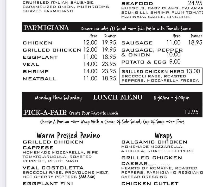 Pasta-Eria Pizzeria - Hicksville, NY menu_pic