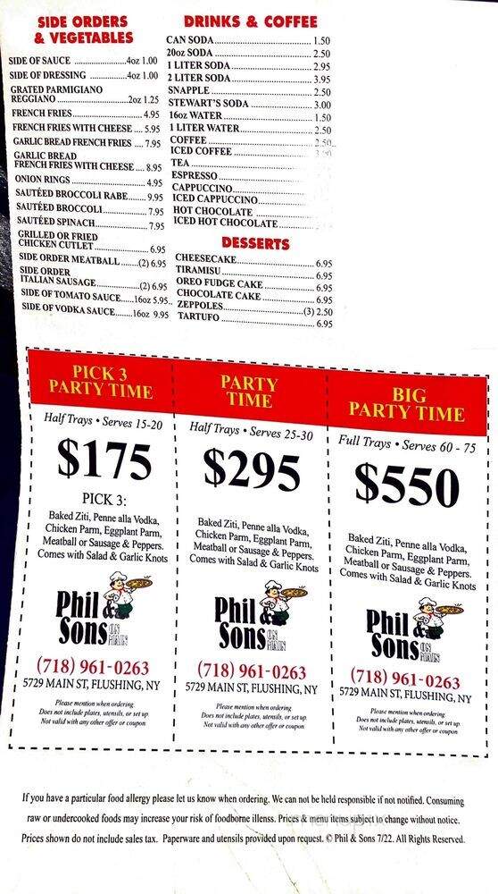 Phil & Sons Pizzeria & Restaurant - Flushing, NY