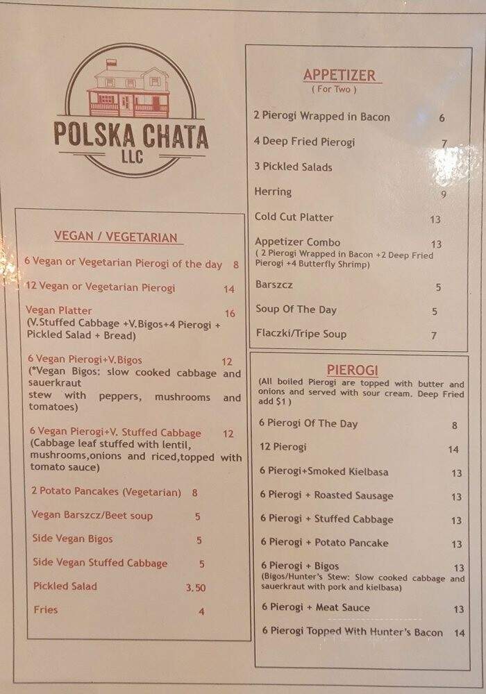 Polska Chata - Rochester, NY menu_pic