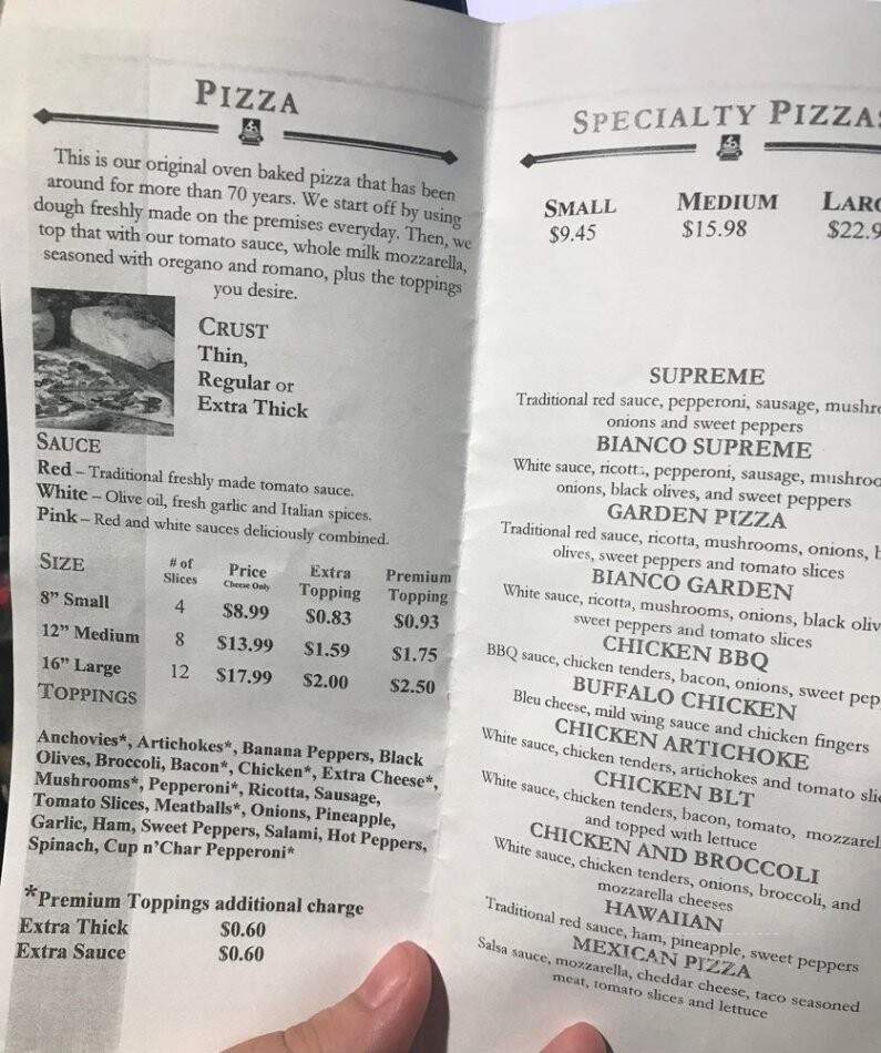 Pontillo's Pizza & Pasta - Rochester, NY menu_pic
