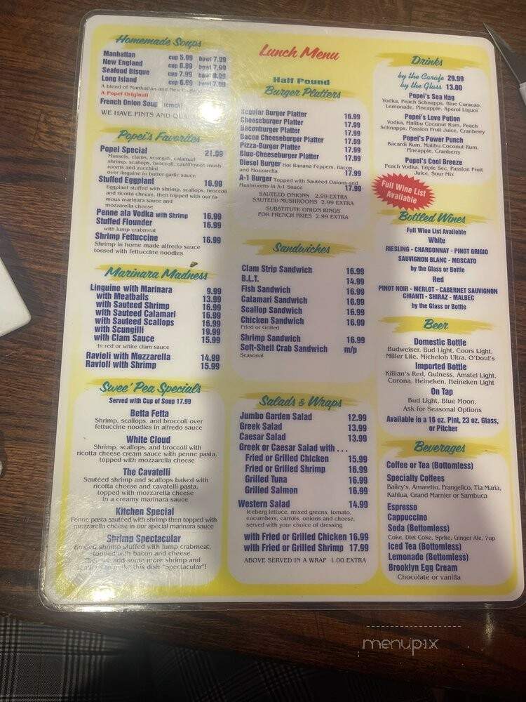 Popei's Clam Bar - Bethpage, NY menu_pic