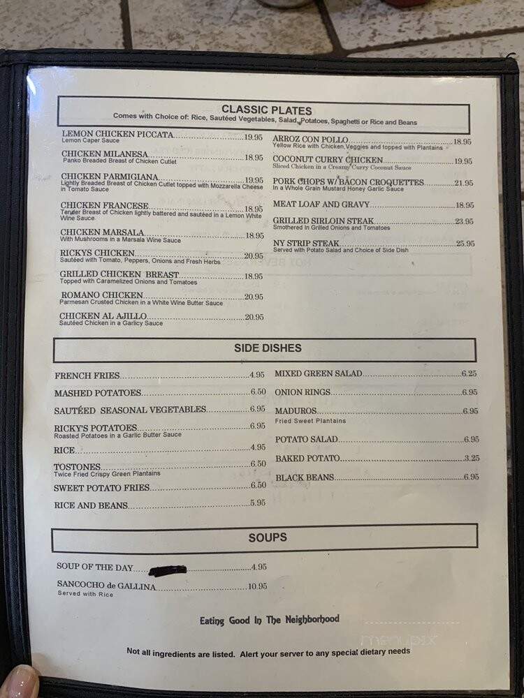 Ricky's Cafe - Jackson Heights, NY menu_pic
