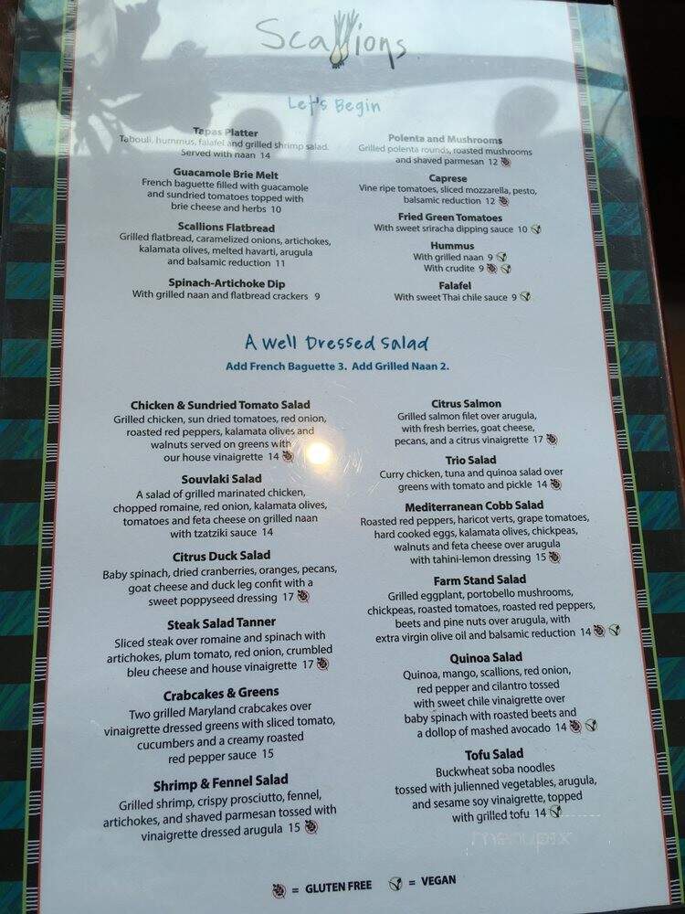 Scallions Restaurant - Saratoga Springs, NY menu_pic