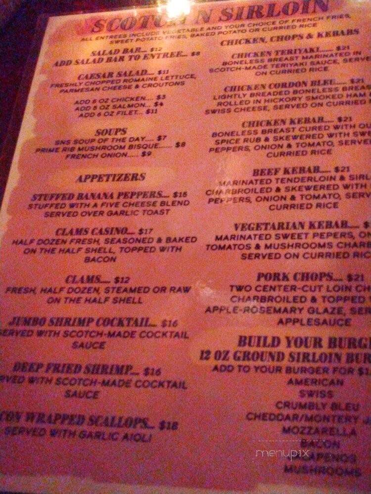 Scotch 'n Sirloin Restaurant - Amherst, NY menu_pic