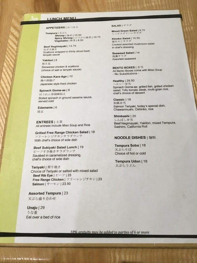 Shinvashi Restaurant - New York, NY menu_pic