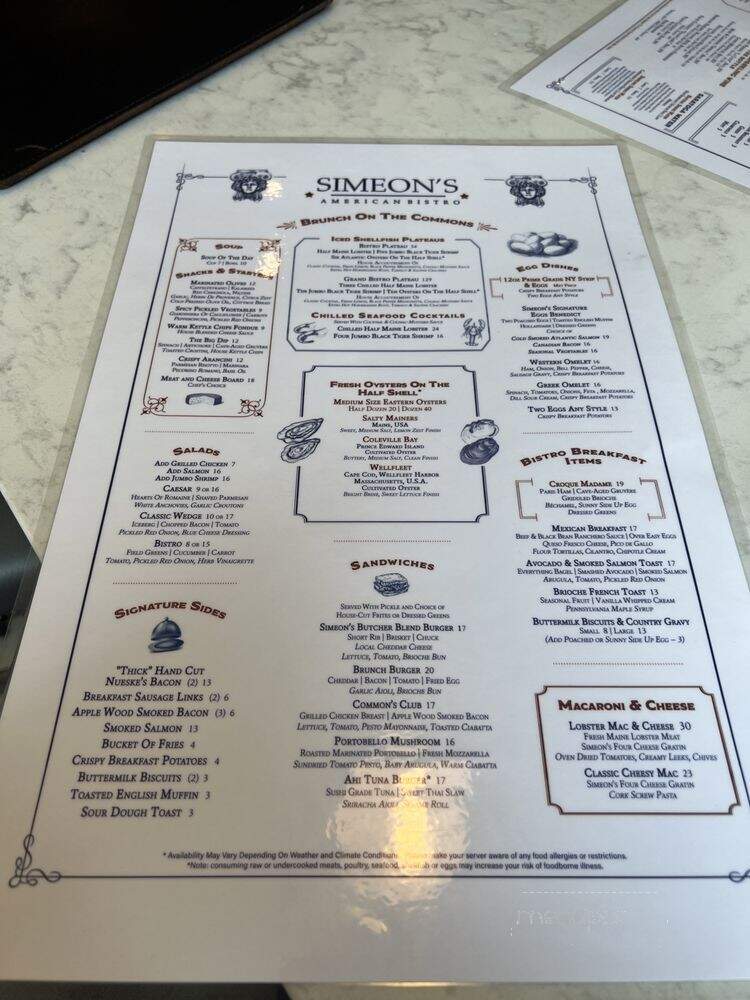 Simeon's On The Commons - Ithaca, NY menu_pic