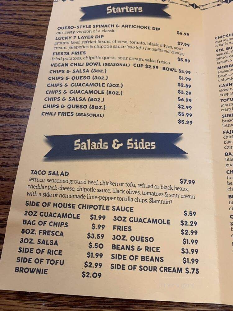 Sol Burrito - Rochester, NY menu_pic