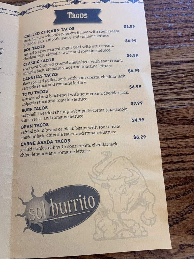 Sol Burrito - Rochester, NY menu_pic