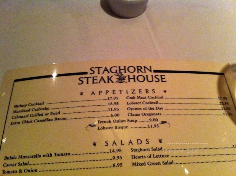 Staghorn Steakhouse - New York, NY menu_pic