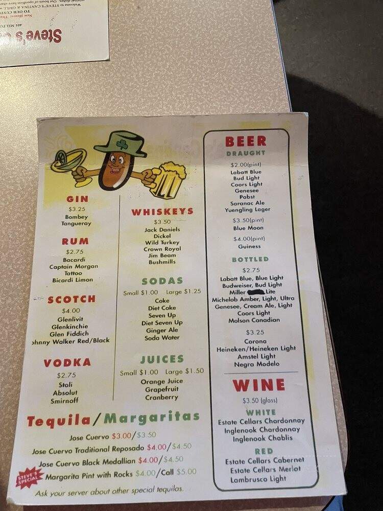 Steve's Restaurant - Syracuse, NY menu_pic