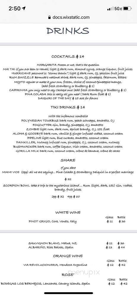 Surf Bar - Brooklyn, NY menu_pic