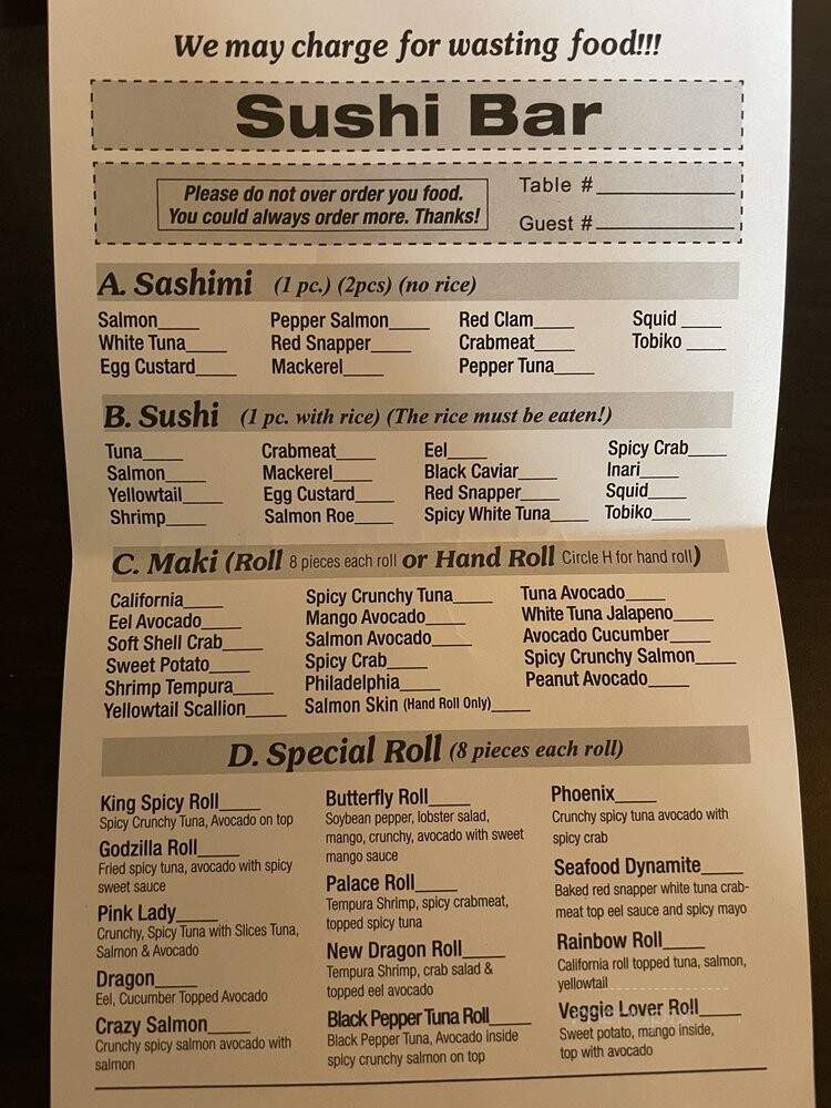 Sushi Palace - West Hempstead, NY menu_pic