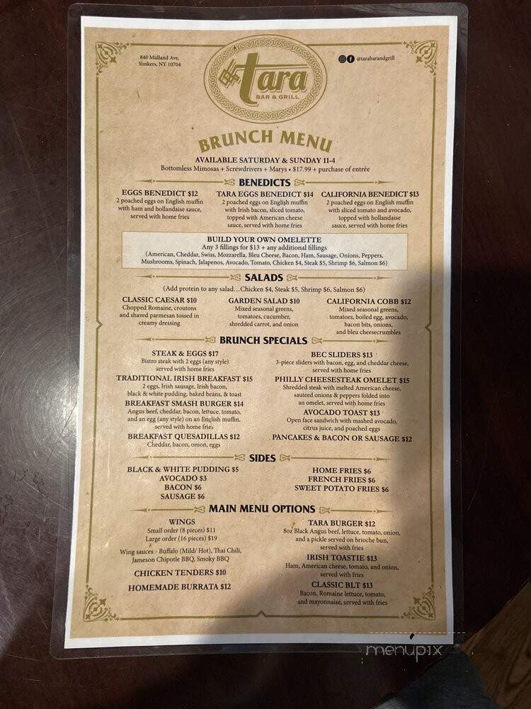Tara Restaurant - Yonkers, NY menu_pic