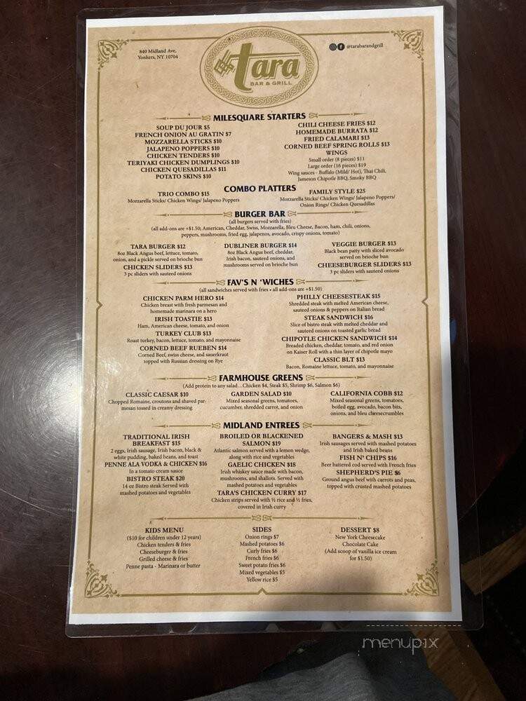 Tara Restaurant - Yonkers, NY menu_pic