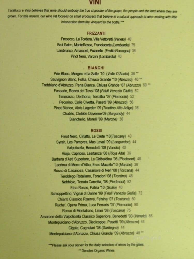 Taralluci-E-Vino - New York, NY menu_pic