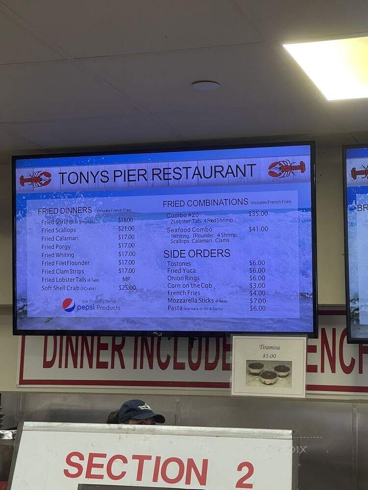 Tony's Pier Restaurant - Bronx, NY menu_pic