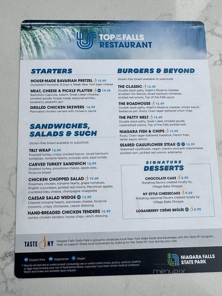 Top Of The Falls Restaurant - Niagara Falls, NY menu_pic