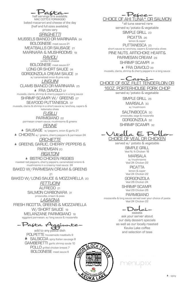 Union Block Cafe - Hammondsport, NY menu_pic