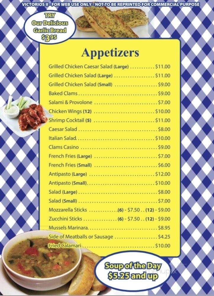 Victorio II Pizza - West Islip, NY menu_pic