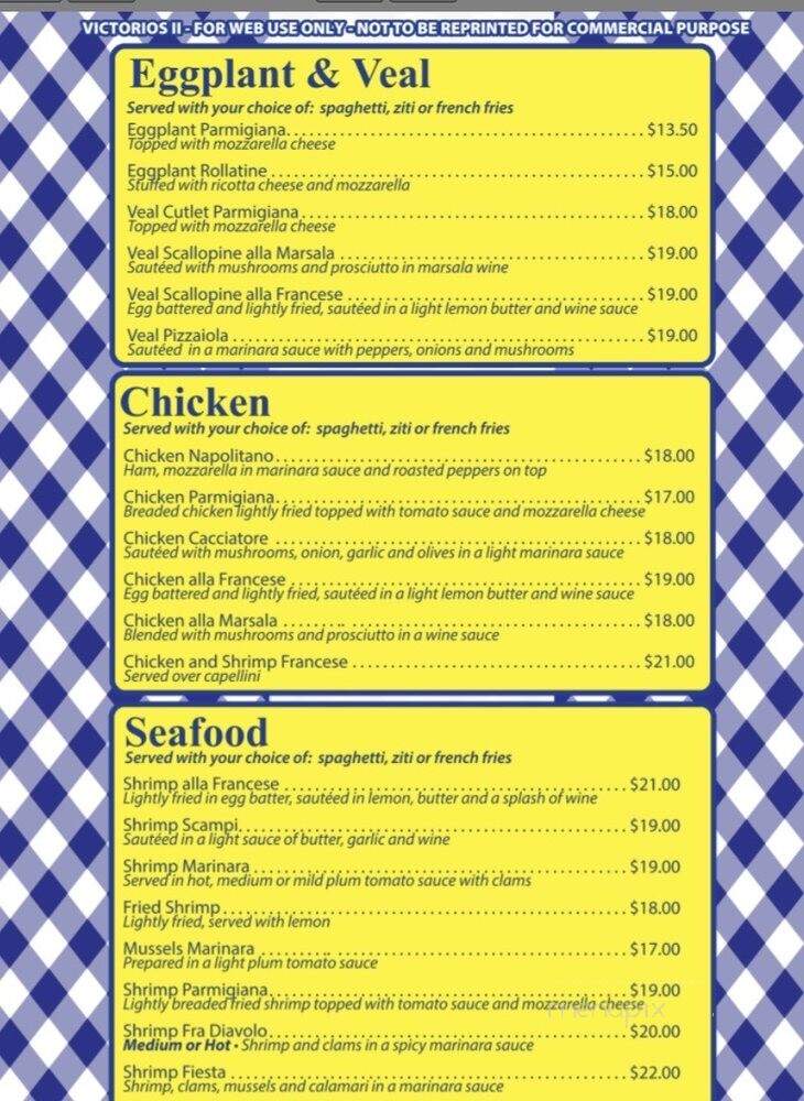 Victorio II Pizza - West Islip, NY menu_pic