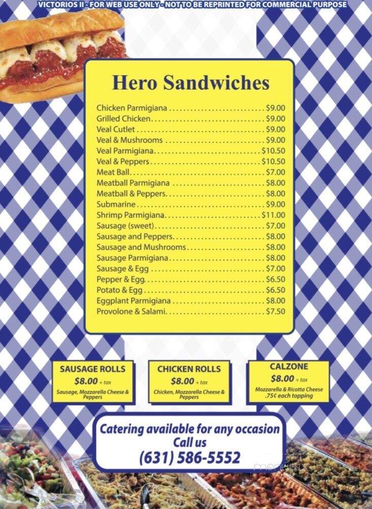 Victorio II Pizza - West Islip, NY menu_pic