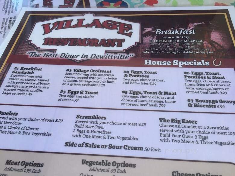 Village Restaurant - Dewittville, NY menu_pic