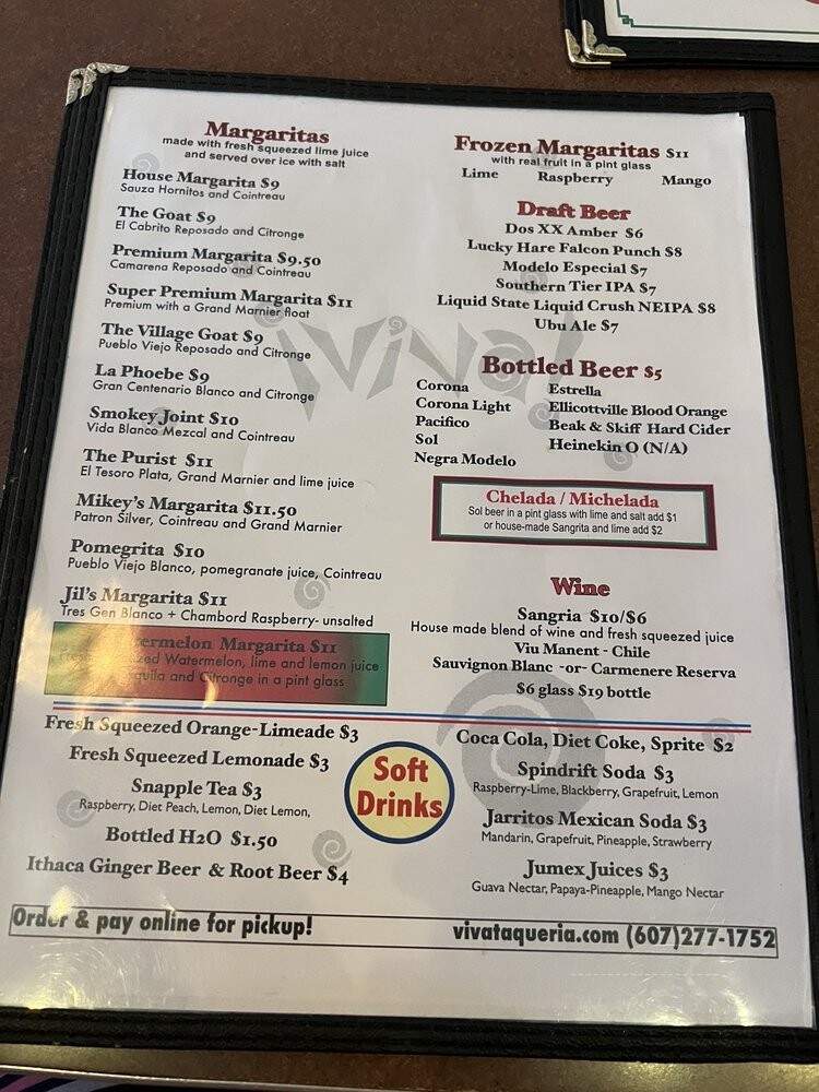 Viva Cantina - Ithaca, NY menu_pic
