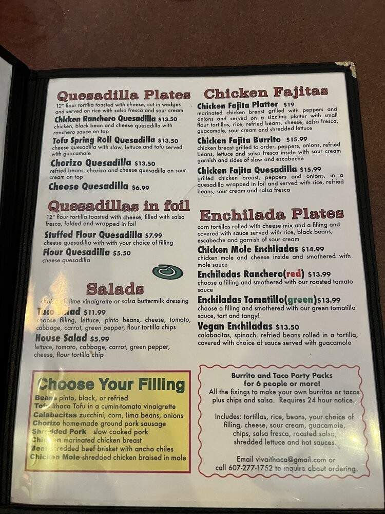 Viva Cantina - Ithaca, NY menu_pic