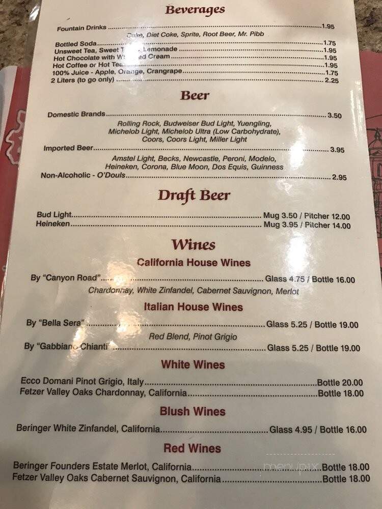 Italian Pizza & Pasta Restaurant - Newland, NC menu_pic