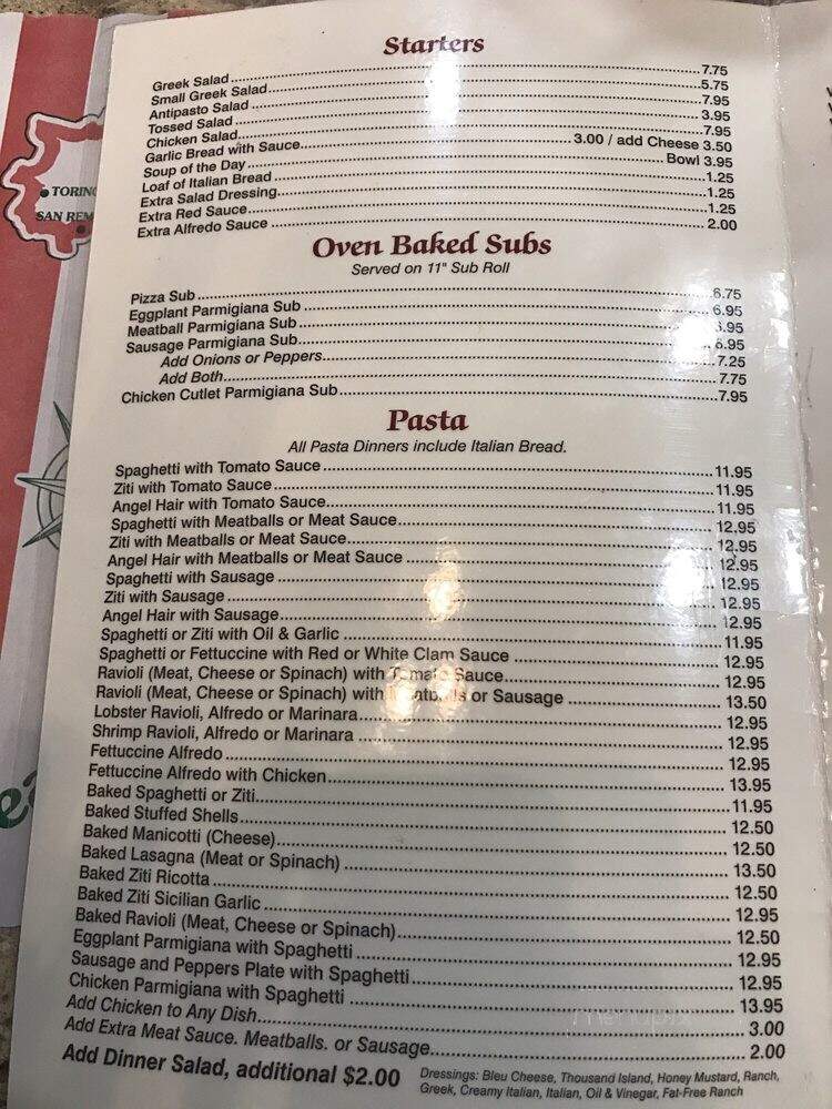 Italian Pizza & Pasta Restaurant - Newland, NC menu_pic