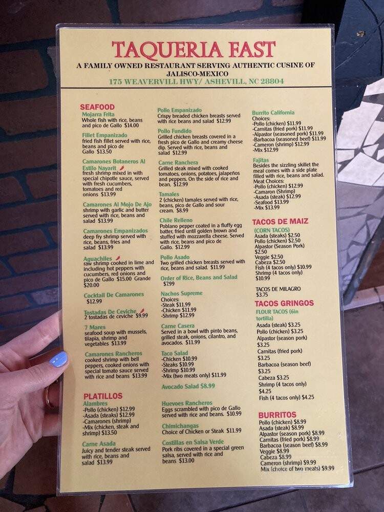 Taquiera Fast - Asheville, NC menu_pic