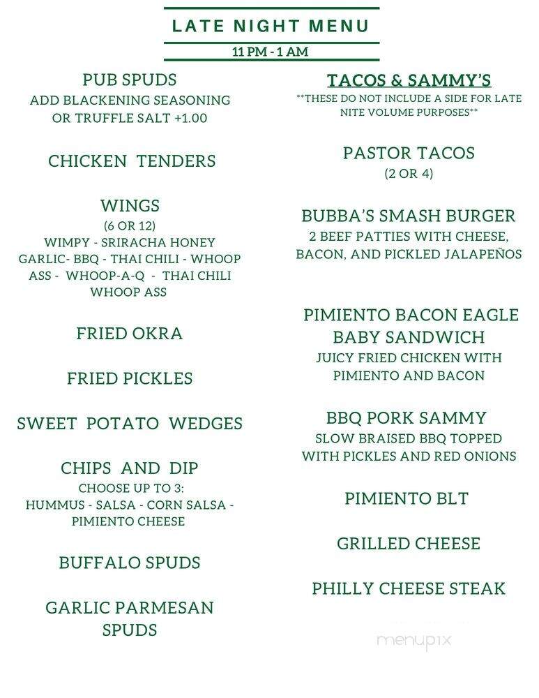 Westville Pub - Asheville, NC menu_pic