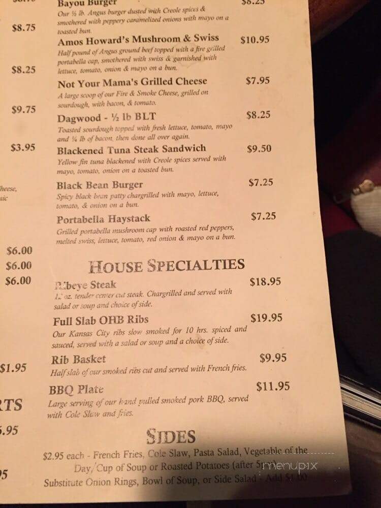 Amos Howard's Restaurant - Hickory, NC menu_pic