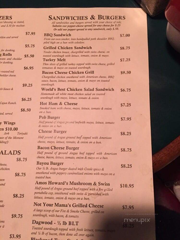 Amos Howard's Restaurant - Hickory, NC menu_pic