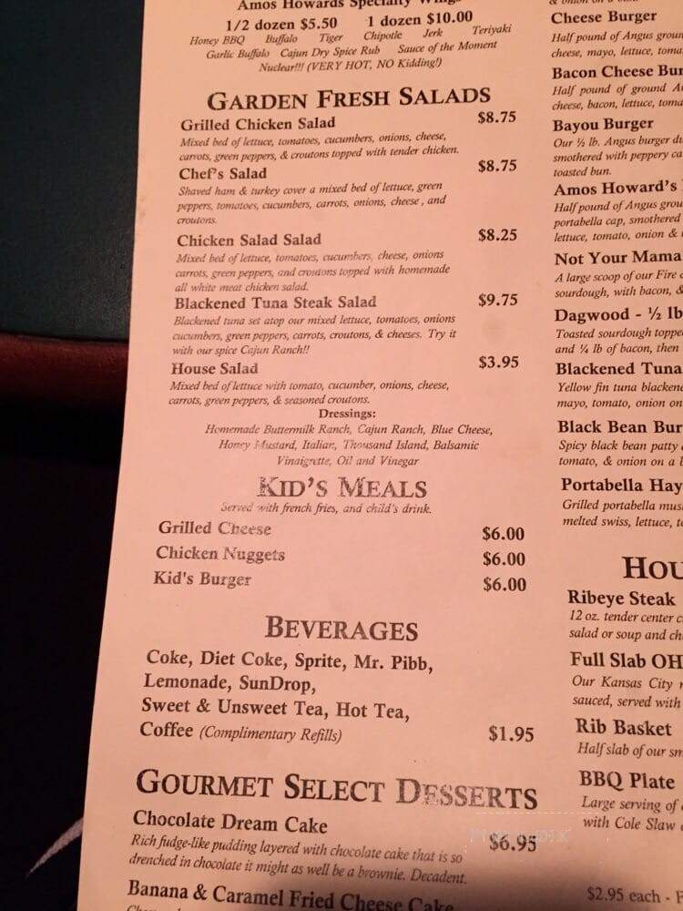 Amos Howard's Restaurant - Hickory, NC menu_pic