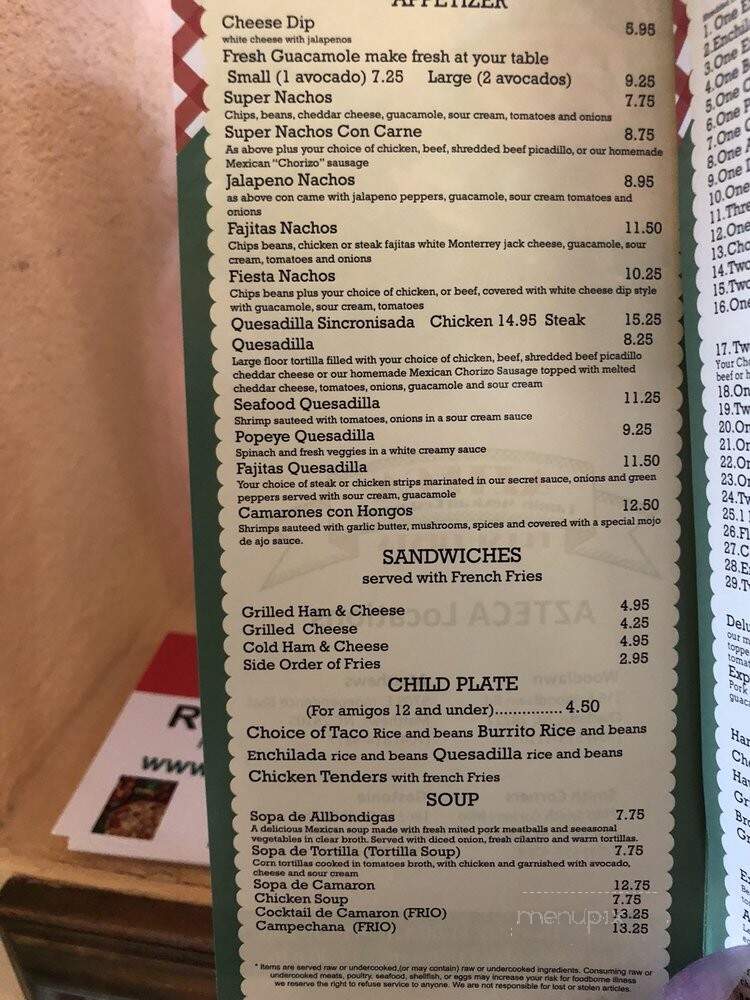 Azteca Mexican - Charlotte, NC menu_pic