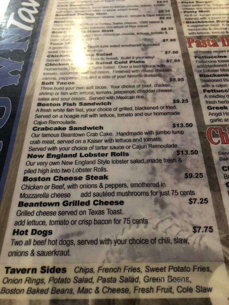 Beantown Tavern - Matthews, NC menu_pic