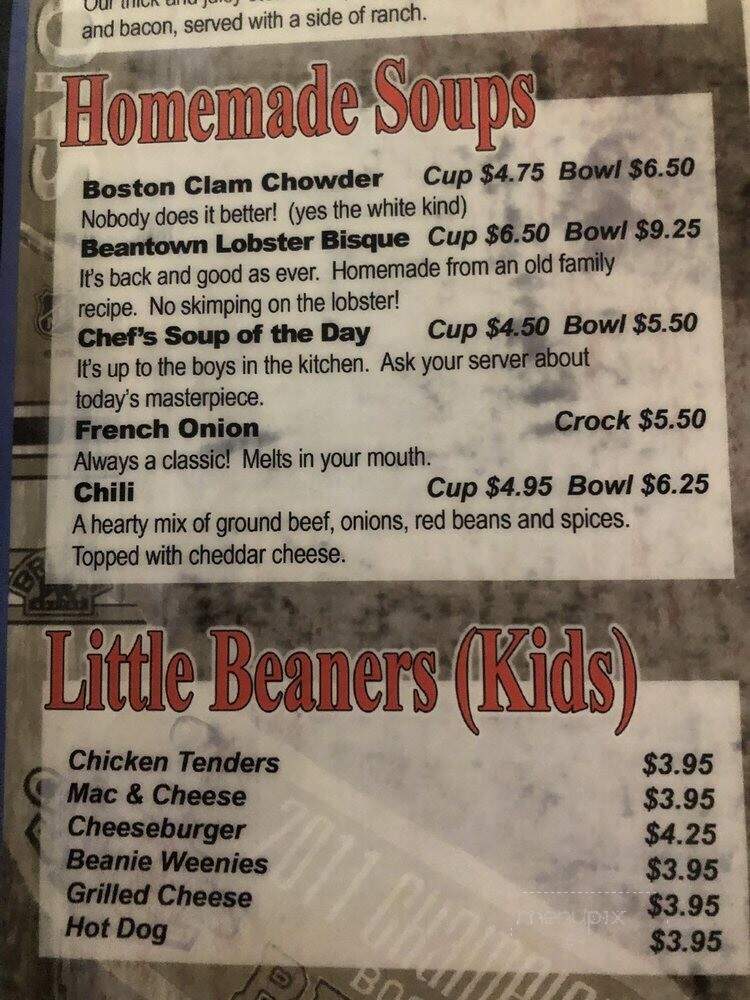Beantown Tavern - Matthews, NC menu_pic