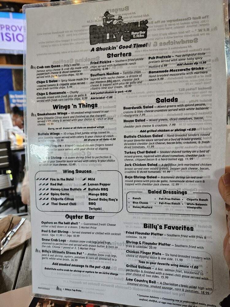 Boardwalk Billy's Raw Bar-Ribs - Charlotte, NC menu_pic