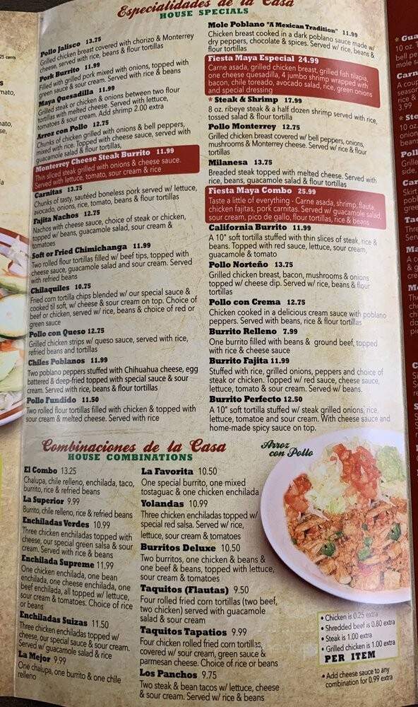 Fiesta Maya - Charlotte, NC menu_pic