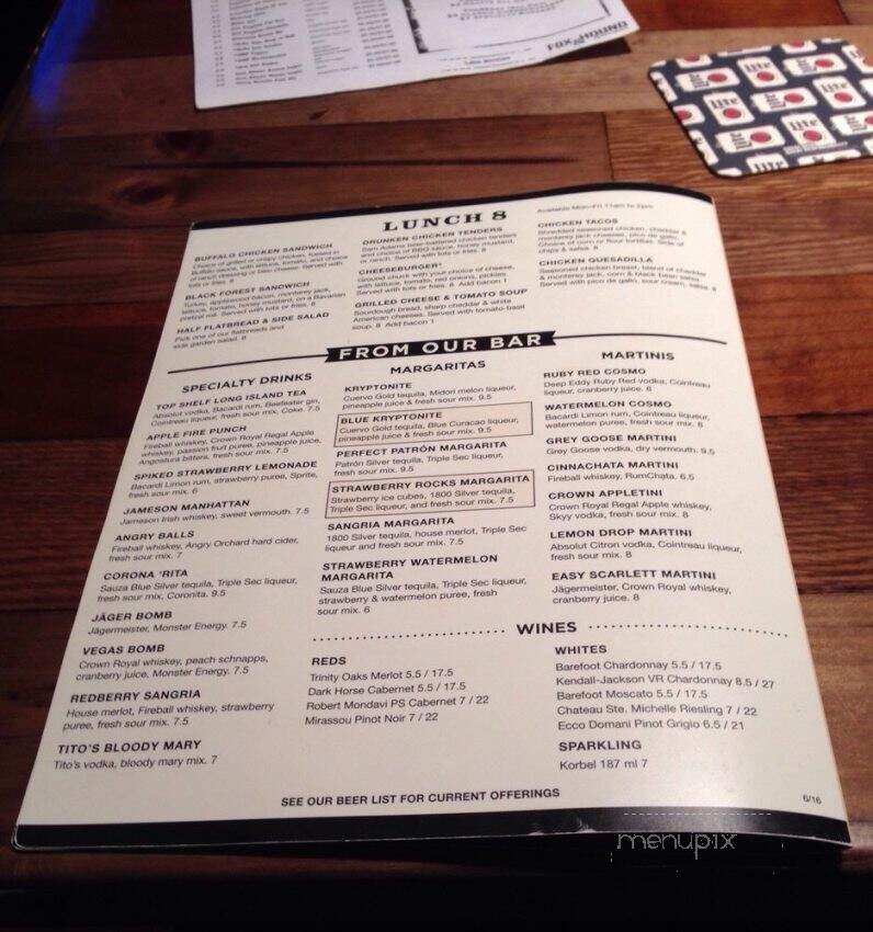 Fox & Hound Pub & Grille - Huntersville, NC menu_pic