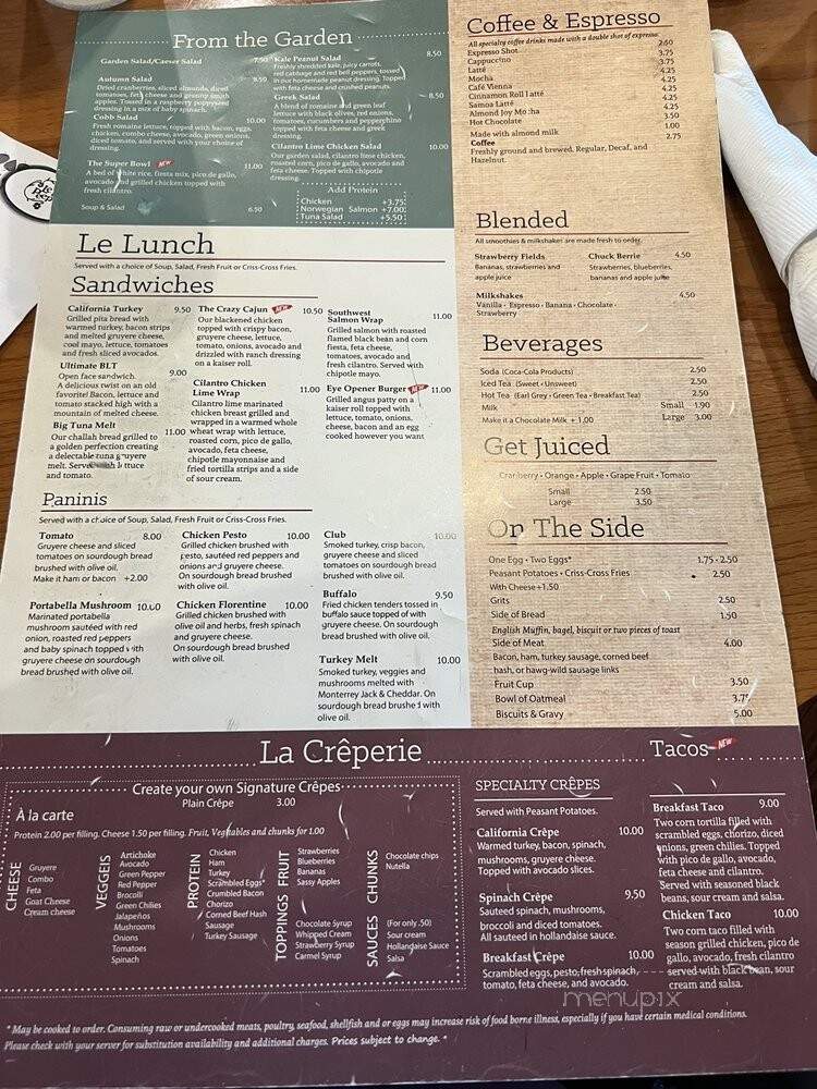 Le Peep - Charlotte, NC menu_pic