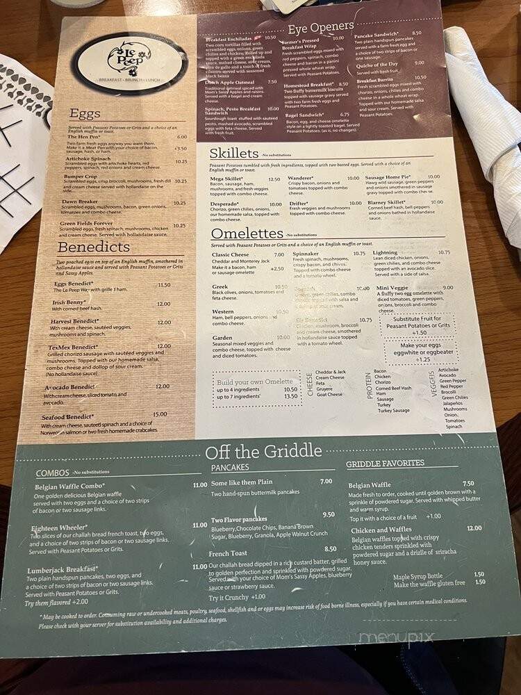 Le Peep - Charlotte, NC menu_pic